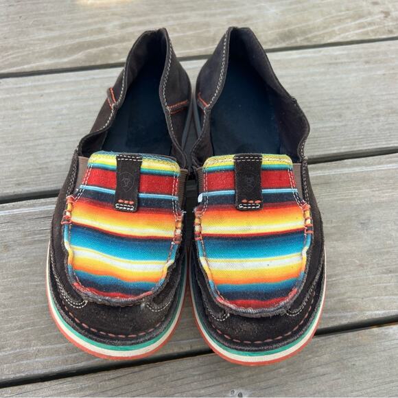 Ariat Cruisers Chocolate Boho Aztec Saddle Blanket Sunset Stripe Shoes 8.5B - Picture 6 of 6